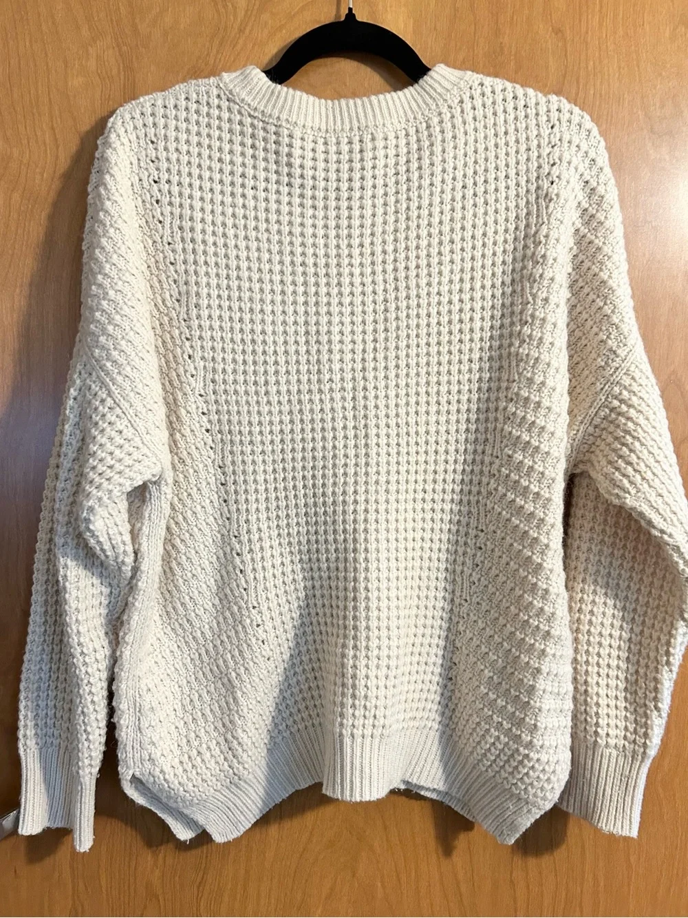 Madewell Chunky Waffle Knit Wool Blend Sweater Cream - Size M